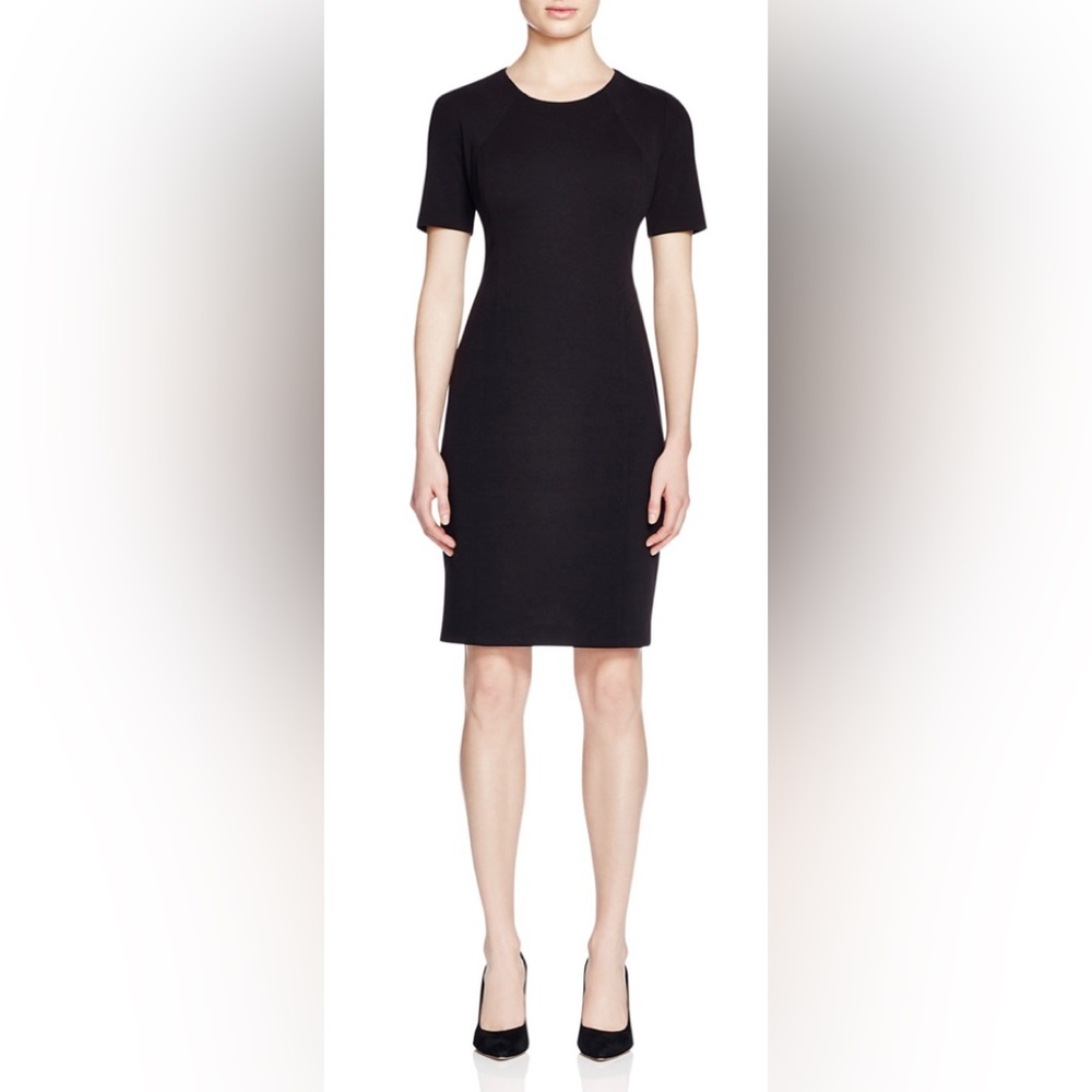 NWT T Tahari Judianne Short Sleeve Fitted Sheath Dress black size 10
